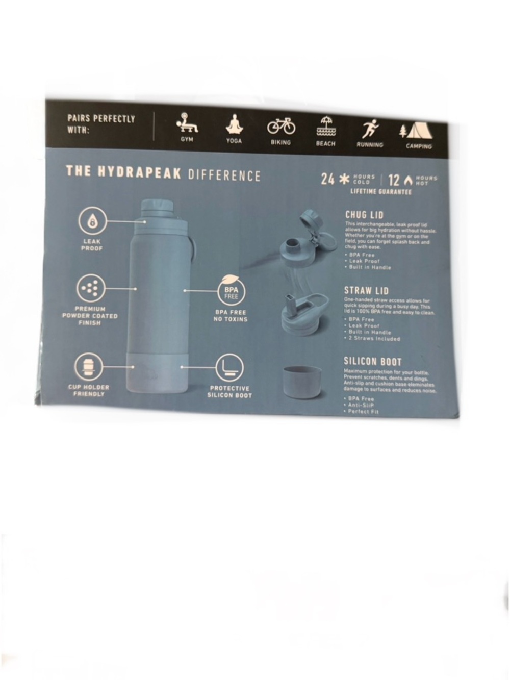 HydraPeak Sport 26oz Stainless Steel Insulated Bottle - Slate Blue - Picture 4 of 4